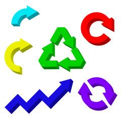 various 3D arrow set isolated on white background. Vector illust