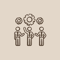 Businessmen under the gears  sketch icon.