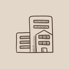 Residential buildings sketch icon.