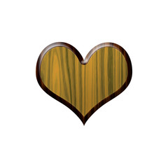Wood badge with wooden border in form of heart.