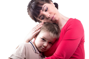 Loving mother and her little son