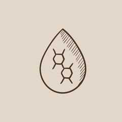 Oil drop sketch icon.