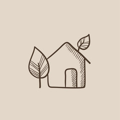 Eco-friendly house sketch icon.