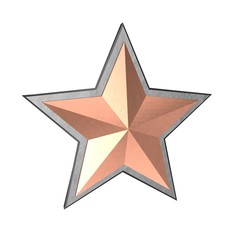 Metallic star isolated on white background.