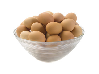 clear bowl full of brown egg