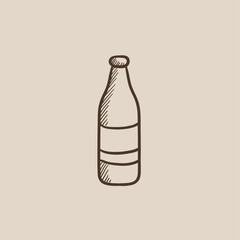 Glass bottle sketch icon.