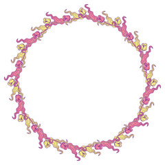 Round vector frame with decorative tulips