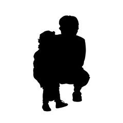 girl with grandmother silhouette illustration