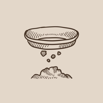 Bowl For Sifting Gold Sketch Icon.