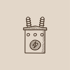 High voltage transformer sketch icon.