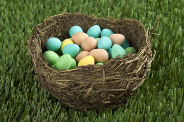 a nest full of easter eggs