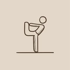 Man practicing yoga sketch icon.