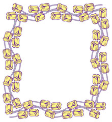 Vector square frame with tulips