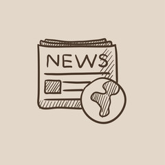 International newspaper sketch icon.