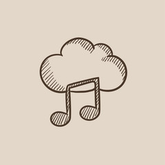 Cloud music sketch icon.