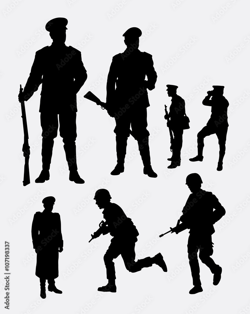 Sticker Soldier, army and police silhouette 3. Good use for symbol, logo, web icon, mascot, sign, sticker, or any design you want.