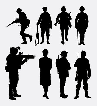 Soldier, army and police silhouette 2. Good use for symbol, logo, web icon, mascot, sign, or any design you want.