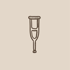 Crutch  sketch icon.