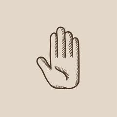 Medical glove sketch icon.