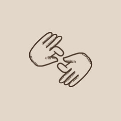 Finger language sketch icon.