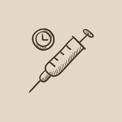 Syringe sketch icon.