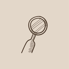 Dental mirror sketch icon.