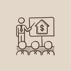 Real estate training sketch icon.