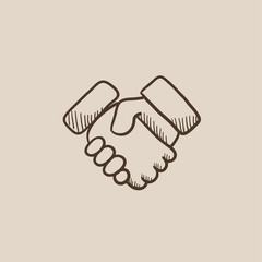 Handshake and successful real estate transaction sketch icon.