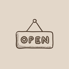 Open sign sketch icon.