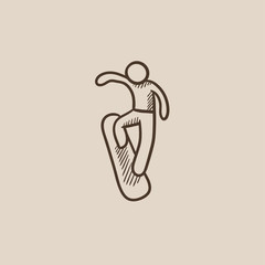 Man snowboarding sketch icon.