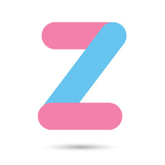 z font vector with blue and pink color on White background, Futu