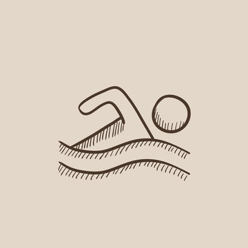 Swimmer sketch icon.