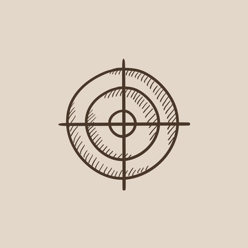 Shooting target sketch icon.