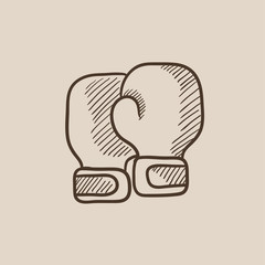 Boxing gloves sketch icon.