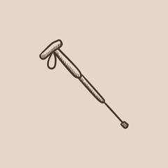 Hiking pole sketch icon.