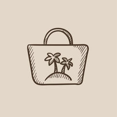 Beach bag sketch icon.