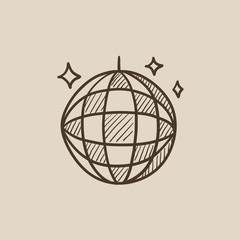 Disco ball sketch icon.