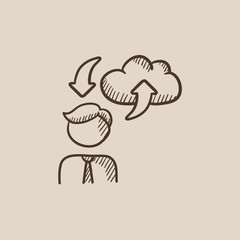 Cloud computing sketch icon.