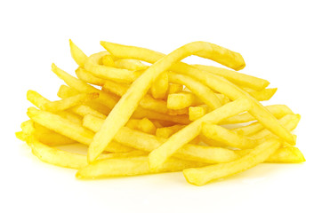 French fries isolated on white background.
