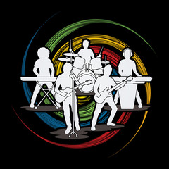Music Bands designed on spin wheel background graphic vector
