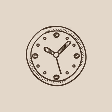 Wall clock sketch icon.