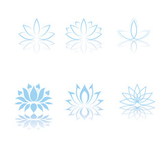 water lily, lotus flower icon set