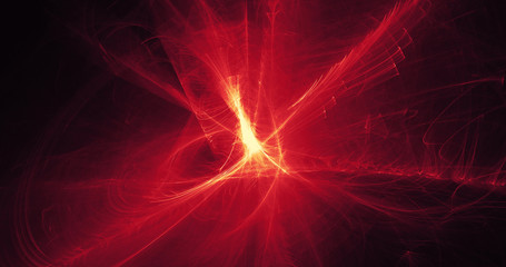 Red And Yellow Lines Curves Particles Abstract Design