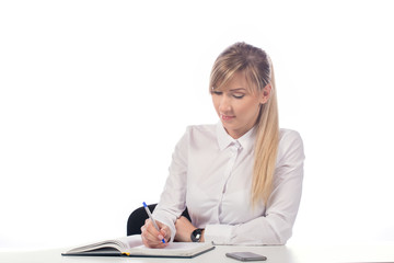 businesswoman  taking notes. 