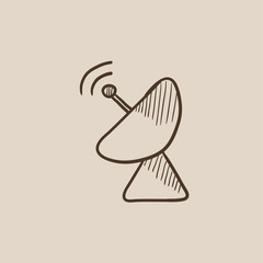Radar satellite dish sketch icon.