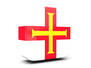 Square icon with flag of guernsey square. 3D illustration