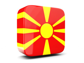 Fototapeta premium Square icon with flag of macedonia square. 3D illustration