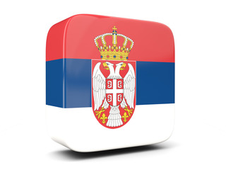 Square icon with flag of serbia square. 3D illustration