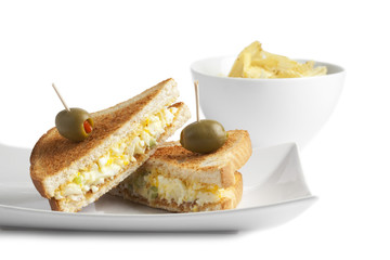 egg sandwich with olive fruit