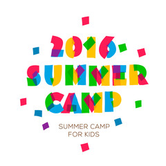 Themed Summer Camp 2016 poster in flat style